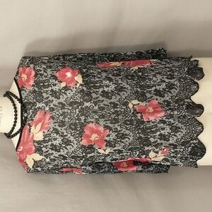 Floral on Lace Look Knit Top by Stizzoli 56 Italy = US Size 20 See Measurements